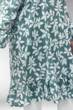 Büyük Beden Eteği Fırfırlı Mango Tunik - Yaprak Desen Nefti - 68040 - Görsel 2