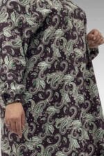 Büyük Beden Eteği Fırfırlı Mango Tunik - Etnik Desen Kahve - 68040 - Görsel 2