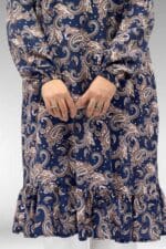 Büyük Beden Eteği Fırfırlı Mango Tunik - Etnik Desen Lacivert - 68040 - Görsel 2