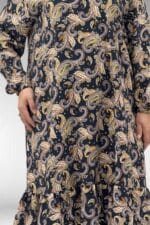 Büyük Beden Eteği Fırfırlı Mango Tunik - Etnik Desen Siyah - 68040 - Görsel 2