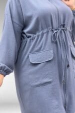 67047 Büyük Beden Yakada Ve Cepte Taş Detaylı Pantolonlu Takım - Antrasit - Large Moda - Görsel 2