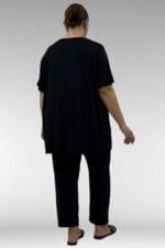 68504 Büyük Beden Kısakol Baskılı Penye Tunik - Siyah - Large Moda - Görsel 4