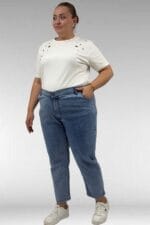 9125-8 Büyük Beden Boy Friend Kot Pantolon - Kar Yıkama Mavi - Large Moda - Görsel 3