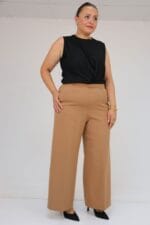 29019 Büyük Beden Beli Lastikli Bolpaça Pantolon - Taba - Large Moda - Görsel 4
