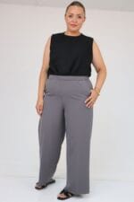 29019 Büyük Beden Beli Lastikli Bolpaça Pantolon - Antrasit - Large Moda - Görsel 4