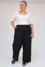 29019 Büyük Beden Beli Lastikli Bolpaça Pantolon - Siyah - Large Moda - Görsel 2