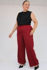 29019 Büyük Beden Beli Lastikli Bolpaça Pantolon - Bordo - Large Moda - Görsel 2