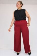 29019 Büyük Beden Beli Lastikli Bolpaça Pantolon - Bordo - Large Moda - Görsel 4