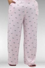 67802 Büyük Beden Yanı Yırtmaçlı Milan Pijama Takımı - Antrasit Kurdele Desenli - Large Moda - Görsel 4