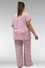 67802 Büyük Beden Yanı Yırtmaçlı Milan Pijama Takımı - Kedi Desenli - Large Moda - Görsel 5