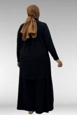 47073 Büyük Beden Bürümcük Pantolonlu Takım - Siyah - Large Moda - Görsel 6