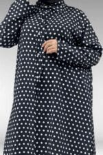 67050 Büyük Beden Renk Kombinli Mango-Maroken Pantolonlu Takım - Siyah Puantiyeli - Large Moda - Görsel 2