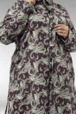 67050 Büyük Beden Renk Kombinli Mango-Maroken Pantolonlu Takım - Etnik Desen Kahve - Large Moda - Görsel 2