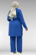 67046 Büyük Beden Fermuar Detaylı Airobin Pantolonlu Takım - İndigo - Large Moda - Görsel 5