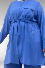 67046 Büyük Beden Fermuar Detaylı Airobin Pantolonlu Takım - İndigo - Large Moda - Görsel 2