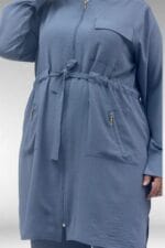67046 Büyük Beden Fermuar Detaylı Airobin Pantolonlu Takım - Gri - Large Moda - Görsel 2