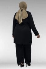 67046 Büyük Beden Fermuar Detaylı Airobin Pantolonlu Takım - Siyah - Large Moda - Görsel 5