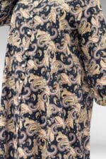 68046 Büyük Beden Hakim Yaka Boydan Düğmeli Mango Tunik - Etnik Desen Siyah - Large Moda - Görsel 2