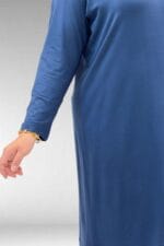 38501 Büyük Beden Basic Penye Tunik - İndigo - Large Moda - Görsel 2