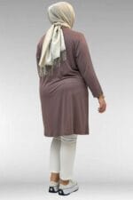 Büyük Beden Basic Penye Tunik - Vizon - 38501 - Görsel 6
