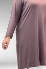 Büyük Beden Basic Penye Tunik - Vizon - 38501 - Görsel 2