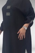 Büyük Beden Taş Baskı Detaylı Double Tensel Tunik - Siyah - 68044 - Görsel 2