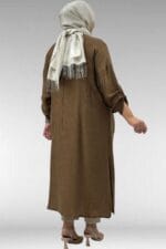 Büyük Beden Toka Detaylı Double Tensel Tunik - Taba - 68043 - Görsel 4