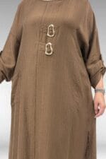Büyük Beden Toka Detaylı Double Tensel Tunik - Taba - 68043 - Görsel 2