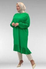 Büyük Beden Eteği Fırfırlı Maroken Tunik - Beneton - 68033 - Görsel 4