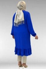 68033 Büyük Beden Eteği Fırfırlı Maroken Tunik - Saks - Large Moda - Görsel 6