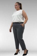 29020 Büyük Beden Beli Lastikli Boru Paça Pantolon - Antrasit - Large Moda - Görsel 4