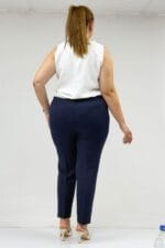 Büyük Beden Beli Lastikli Boru Paça Pantolon - Lacivert - 29020 - Görsel 5