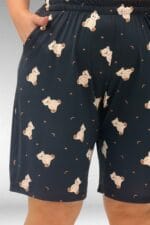 Büyük Beden Desenli Şort-Tişört Pijama Takımı - Ayıcık Desenli - 67805 - Görsel 3