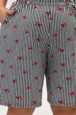 Büyük Beden Desenli Şort-Tişört Pijama Takımı - Kırmızı Kurdele Desenli - 67805 - Görsel 3