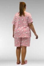 Büyük Beden Desenli Şort-Tişört Pijama Takımı - Kedi Desenli - 67805 - Görsel 4