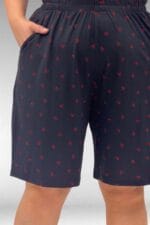 Büyük Beden Desenli Şort-Tişört Pijama Takımı - Kiraz Desenli - 67805 - Görsel 3