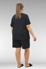 Büyük Beden Şort -Tişört Penye Pijama Takımı - Siyah - 67806 - Görsel 5