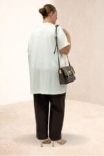 68507 Büyük Beden Uzun İnce Modal Tişört - Ekru - Large Moda - Görsel 6