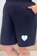 Büyük Beden Baskılı Şort-Tişört Pijama Takımı - Siyah - 67807 - Görsel 3