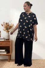 Büyük Beden Üstü Desenli Kombinli Milan-Modal Pijama Takımı - Ayıcık Desenli - 67809 - Görsel 3