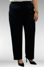 29021 Büyük Beden Beli Düğmeli Double Pantolon - Siyah - Large Moda - Görsel 4