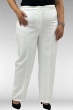 Büyük Beden Beli Düğmeli Double Pantolon - Ekru - 29021 - Görsel 5
