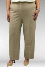 29021 Büyük Beden Beli Düğmeli Double Pantolon  - Vizon - Large Moda - Görsel 2