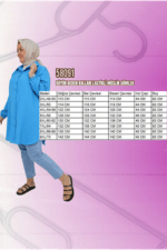58091 Büyük Beden Kolları Lastikli Müslin Gömlek - Bebe Mavi - Large Moda - Görsel 3