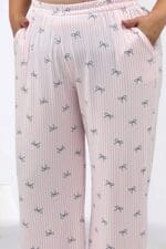 Büyük Beden Kombinli Modal -Milan Pijama Takımı - Antrasit Kurdele Desenli - 67808 - Görsel 3