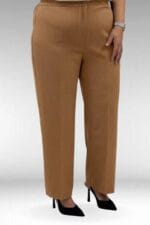 Büyük Beden Beli Düğmeli Double Pantolon - Taba - 29021 - Görsel 2