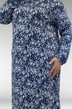 62012 Büyük Beden  Kolu Lastikli Desenli Micro Elbise - Lacivert Desenli - Large Moda - Görsel 2