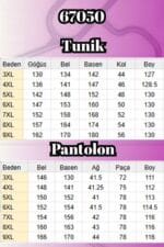 Büyük Beden Renk Kombinli Mango-Maroken Pantolonlu Takım - Etnik Desen Siyah - 67050 - Görsel 7