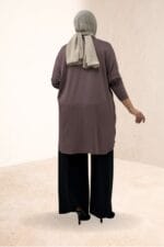 Büyük Beden Basic Penye Tunik - Vizon - 38111 - Görsel 11