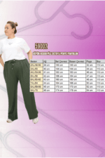 Büyük Beden Pile Detaylı Penye Pantolon - Koyu Kahve - 59002 - Görsel 3